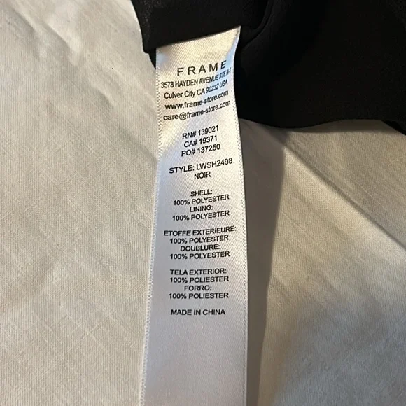 Frame Gathered Keyhole Tie Neck Top Black Size SM NWT - Picture 5 of 6